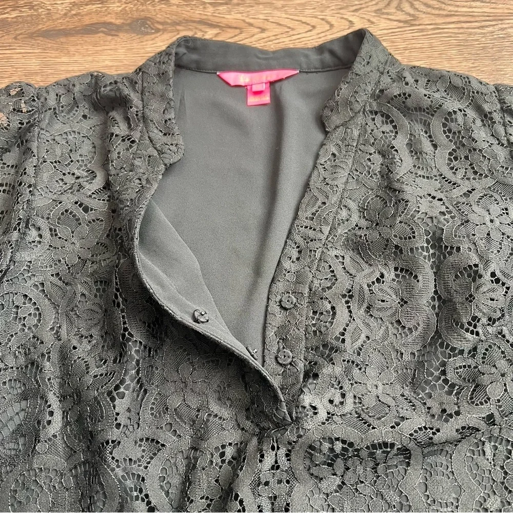 Lilly Pulitzer Jacelynne Black Lace Peplum Top Size Small Long Sleeve Blouse - Picture 5 of 11